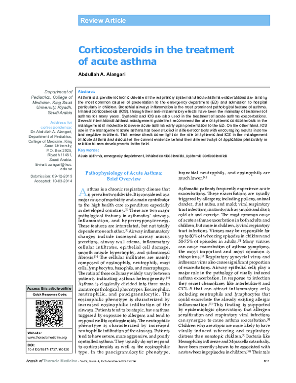 (PDF) Corticosteroids in the treatment of acute asthma