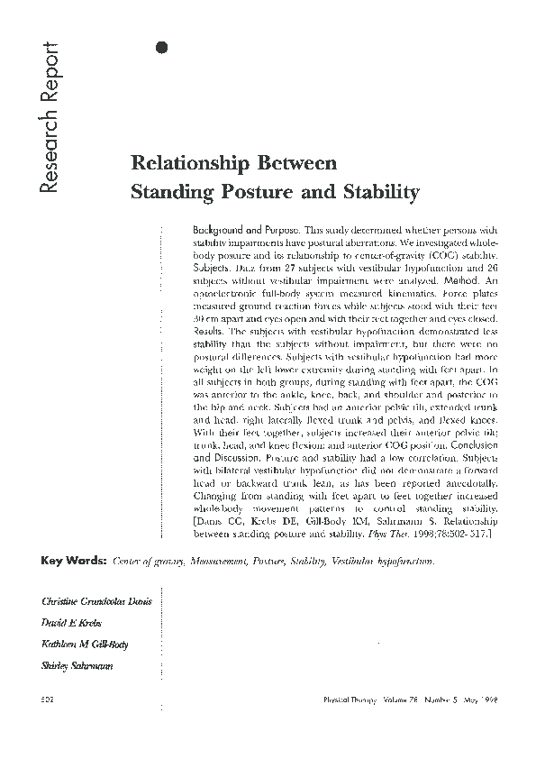 (PDF) Relationship Between Standing Posture and Stability