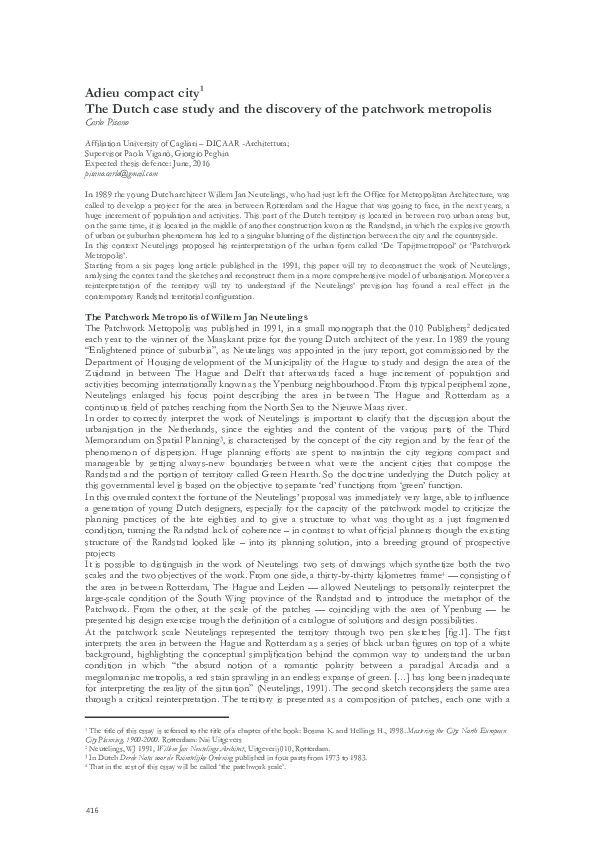 (PDF) Adieu compact city. The Dutch case study and the discovery of the ...