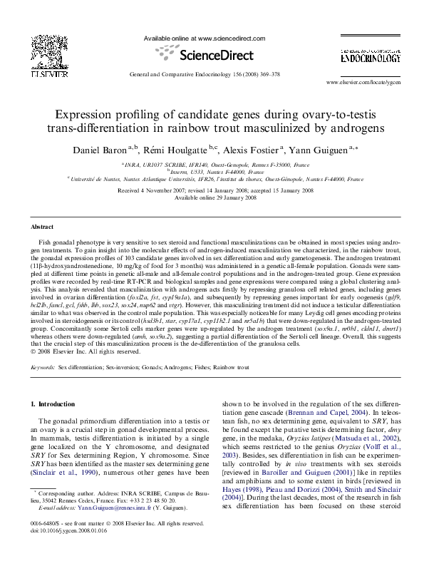 (PDF) Expression profiling of candidate genes during ovary-to-testis ...