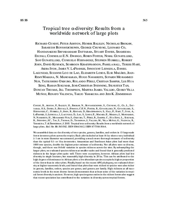 (PDF) Global Analysis of Tree Diversity in Tropical Forests