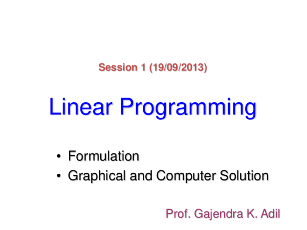(PDF) Linear Programming @BULLET Formulation @BULLET Graphical and ...