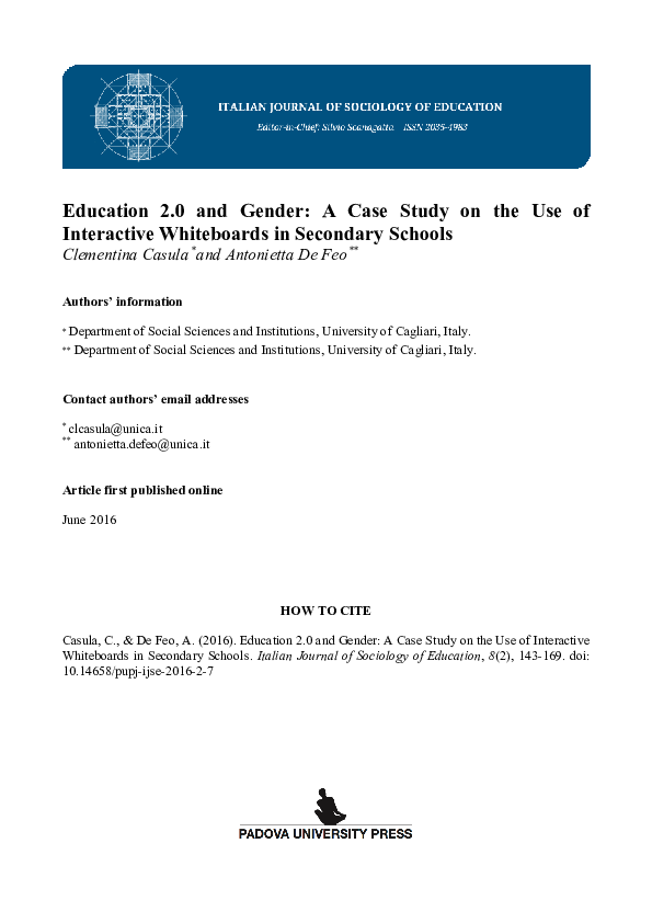 (PDF) Education 2.0 and Gender A Case Study on the Use of Interactive