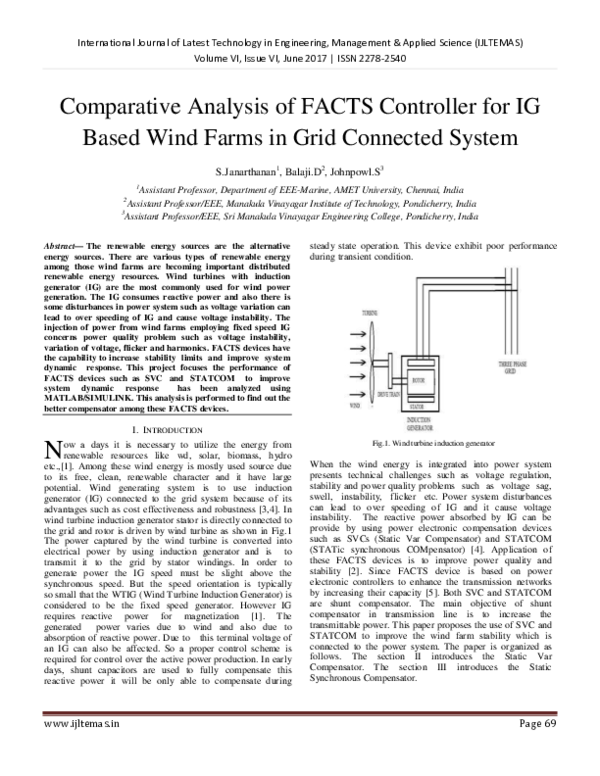 (PDF) Comparative Analysis of FACTS Controller for IG Based Wind Farms ...