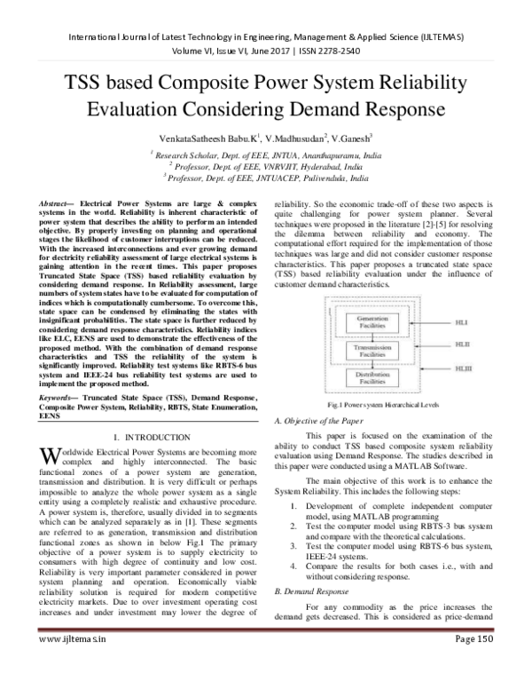 (PDF) TSS based Composite Power System Reliability Evaluation