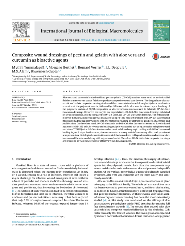 (PDF) Composite wound dressings of pectin and gelatin with aloe vera