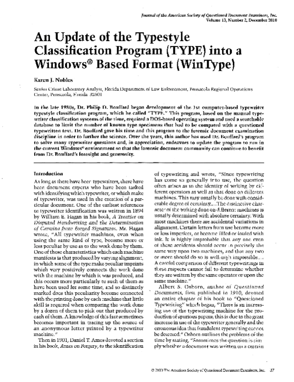 (PDF) An Update of the Typestyle Classification Program (TYPE) into a ...
