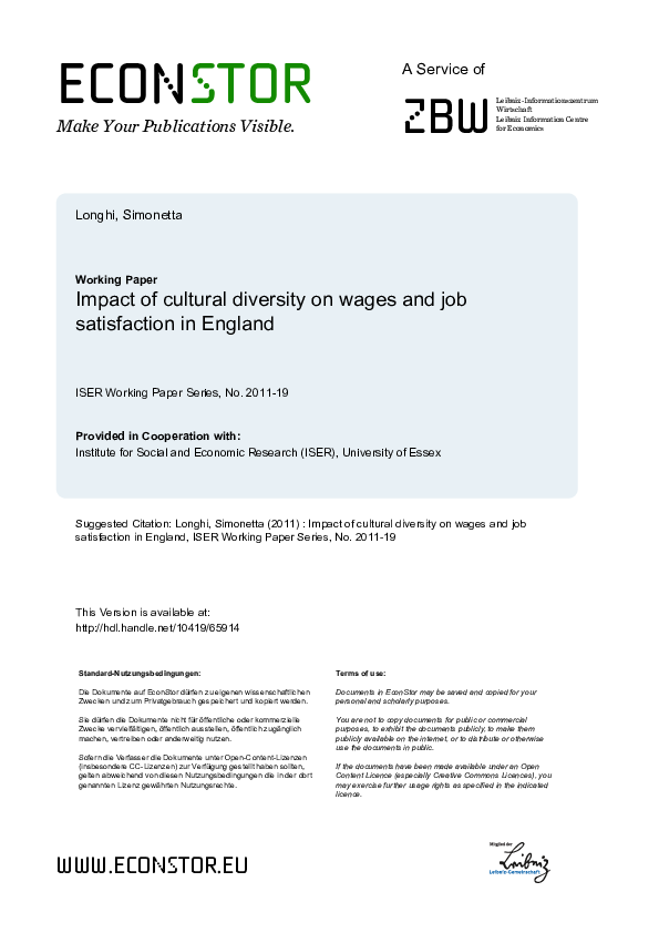 (PDF) A Service of Impact of cultural diversity on wages and job ...