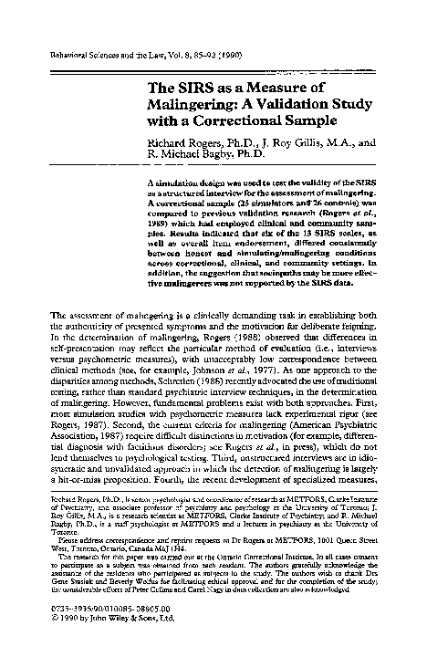 Criminal malingering picture