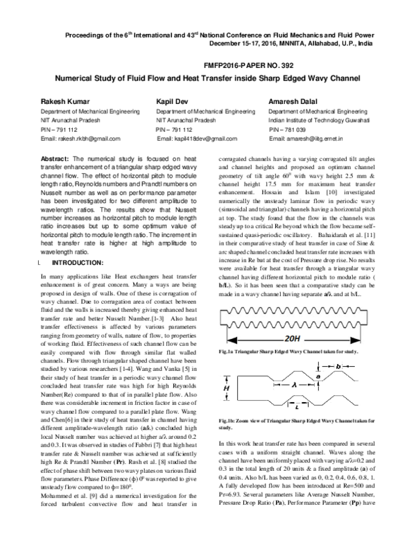 (PDF) Numerical Study of Fluid Flow and Heat Transfer inside Sharp ...
