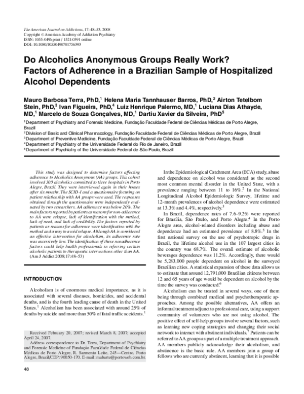 (PDF) Do Alcoholics Anonymous Groups Really Work? Factors of Adherence ...