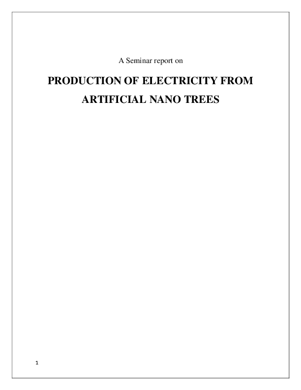 (PDF) PRODUCTION OF ELECTRICITY FROM ARTIFICIAL NANO TREES Yuvraj