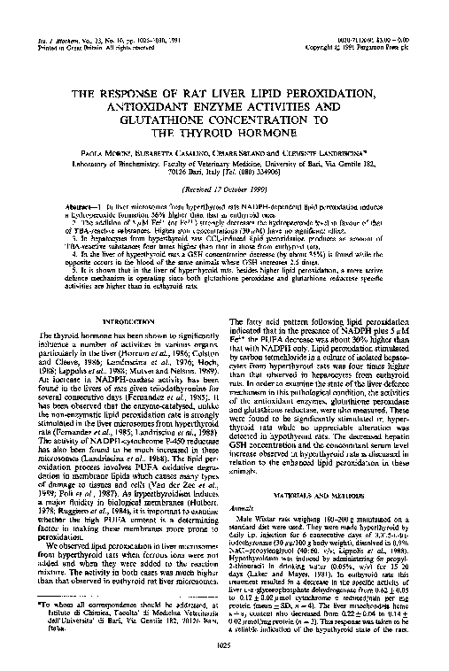 (PDF) The response of rat liver lipid peroxidation, antioxidant enzyme ...