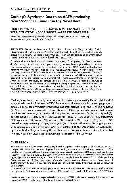 (PDF) Cushing's Syndrome Due to an ACTH-producing Neuroendocrine Tumour ...