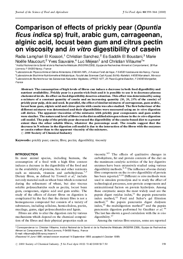 (PDF) Comparison of effects of prickly pear (Opuntia ficus indica sp) fruit, arabic gum