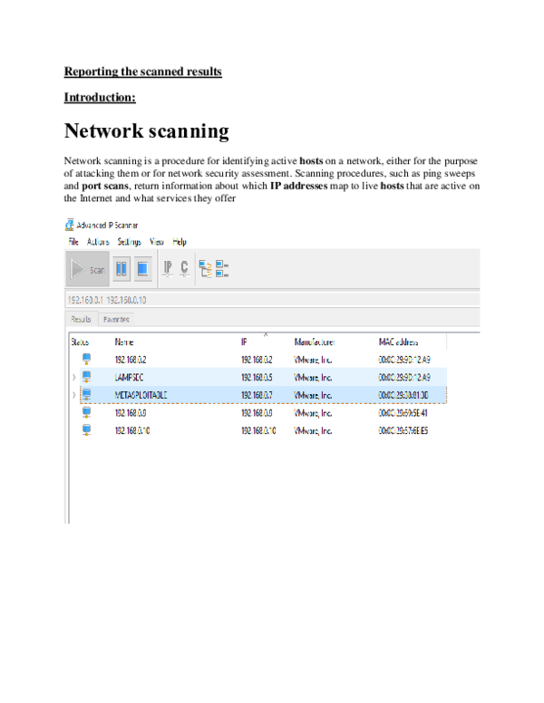 Pdf Reporting The Scanned Results Tokkummaa Olqabaa Academia Edu