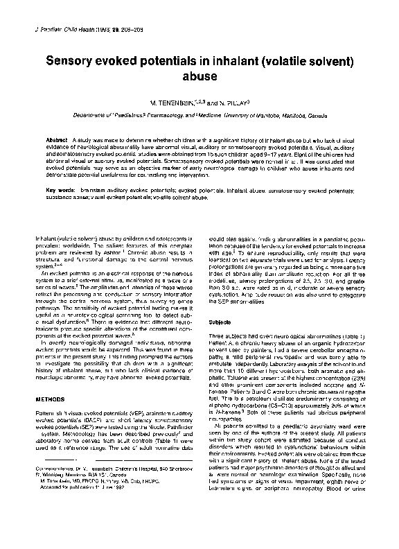 (PDF) Sensory evoked potentials in inhalant (volatile solvent) abuse Neelan Pillay Academia.edu
