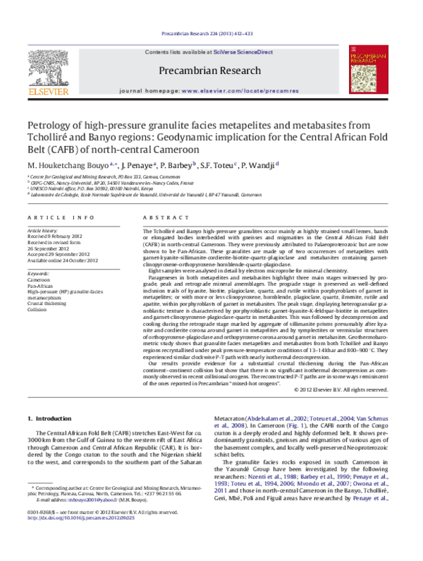 (PDF) Petrology of high-pressure granulite facies metapelites and ...