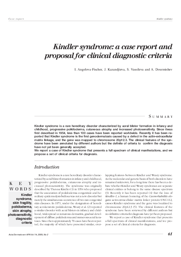 (PDF) Kindler syndrome: a case report and proposal for clinical ...