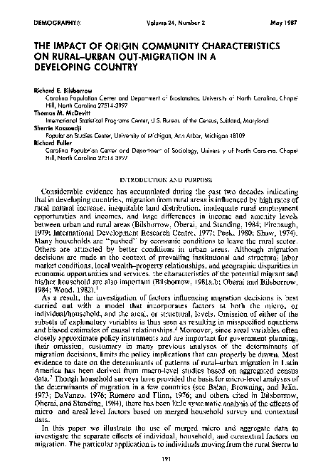 (PDF) The Impact of Origin Community Characteristics on Rural-Urban Out ...