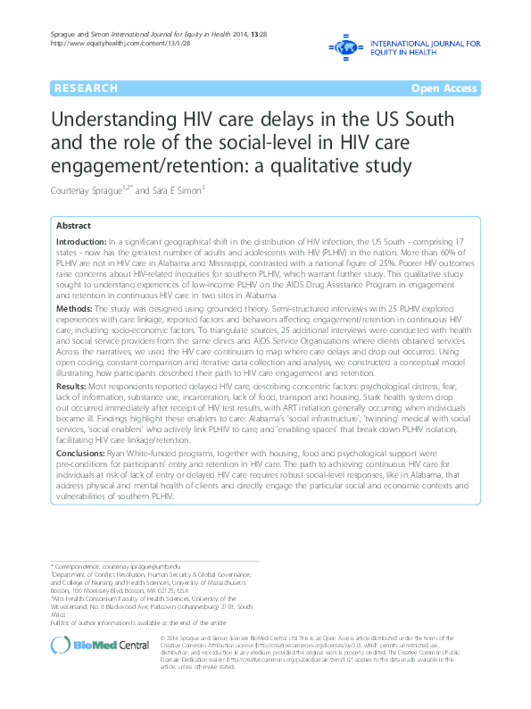 (PDF) Understanding HIV care delays in the US South and the role of the
