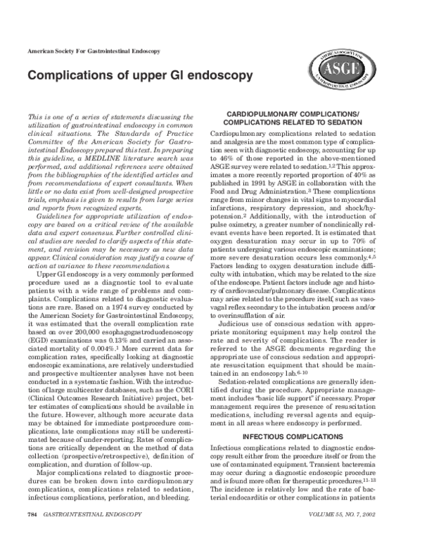 (PDF) ASGE Complications of upper GI endoscopy