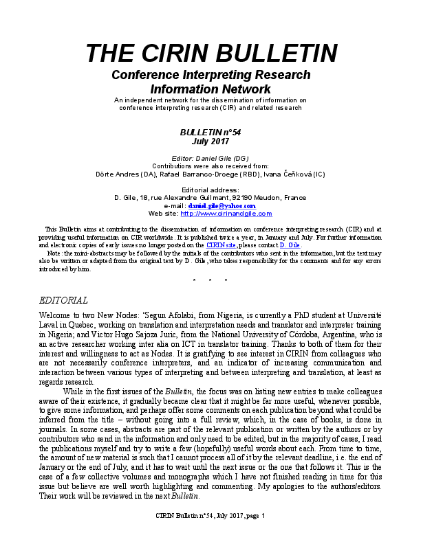 (PDF) THE CIRIN BULLETIN Conference Interpreting Research Information ...