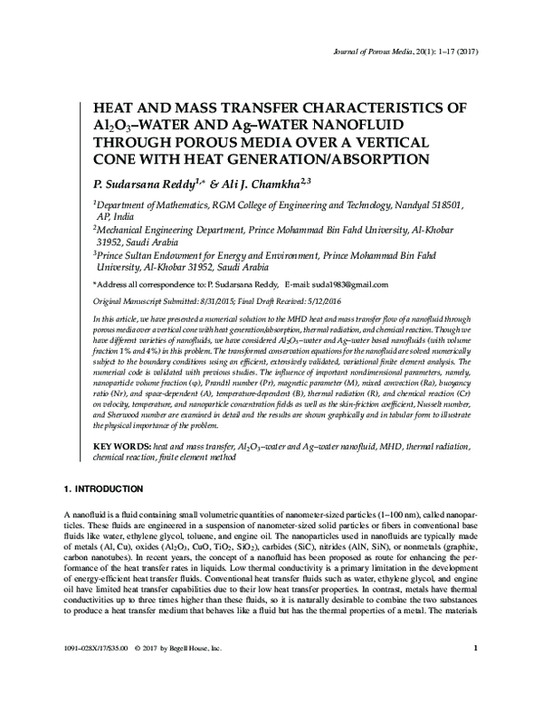 (PDF) Heat and Mass Transfer Characteristics of Al2O3-Water and Ag ...