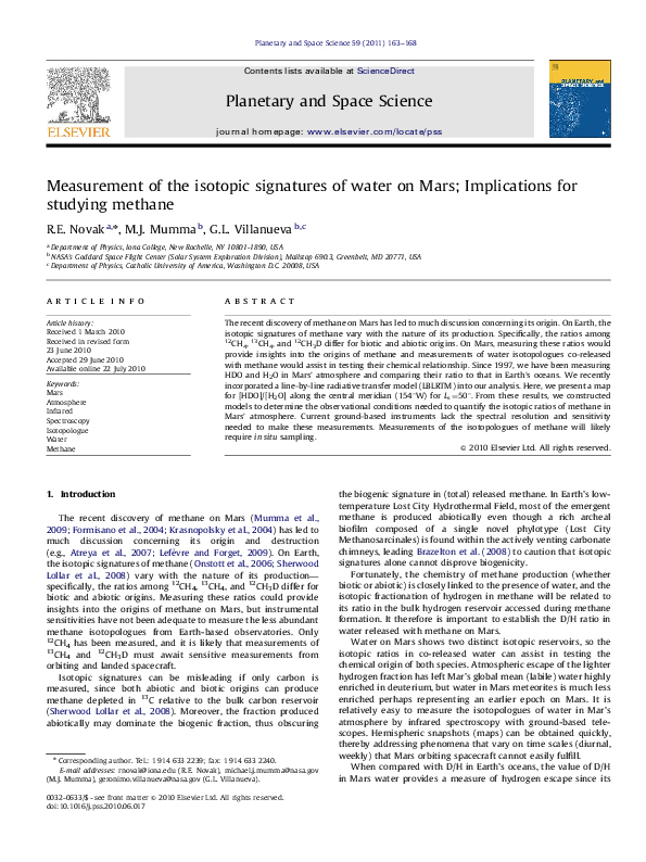 (PDF) Measurement of the isotopic signatures of water on Mars