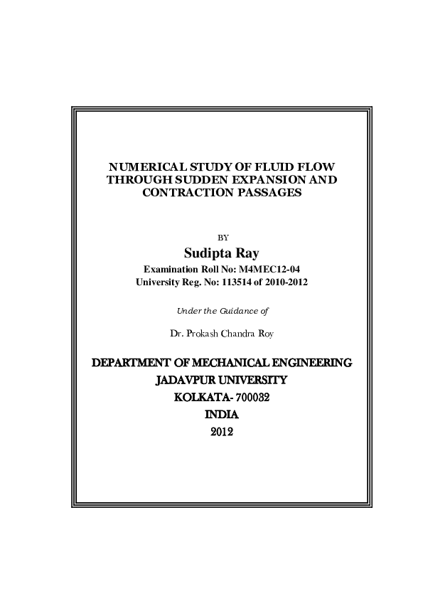 (PDF) Numerical Study of Fluid Flow Through Sudden Expansion and ...