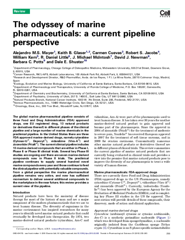 (PDF) The odyssey of marine pharmaceuticals: a current pipeline perspective