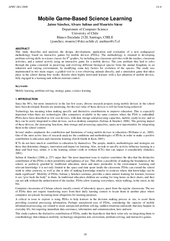 Pdf Mobile Game Based Science Learning