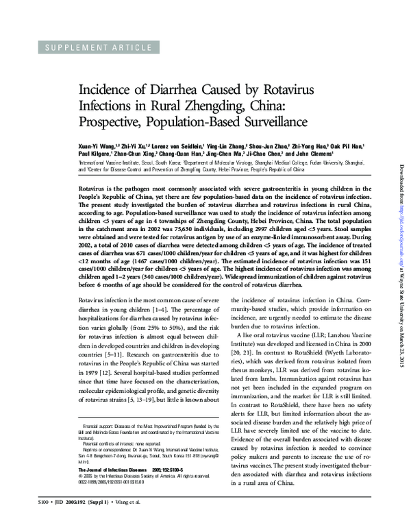 (PDF) Incidence of Diarrhea Caused by Rotavirus Infections in Rural ...