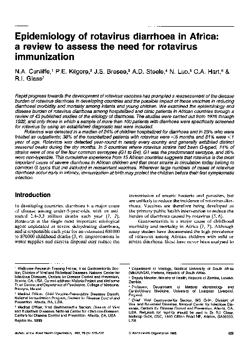 (PDF) Epidemiology of rotavirus diarrhoea in Africa: a review to assess ...