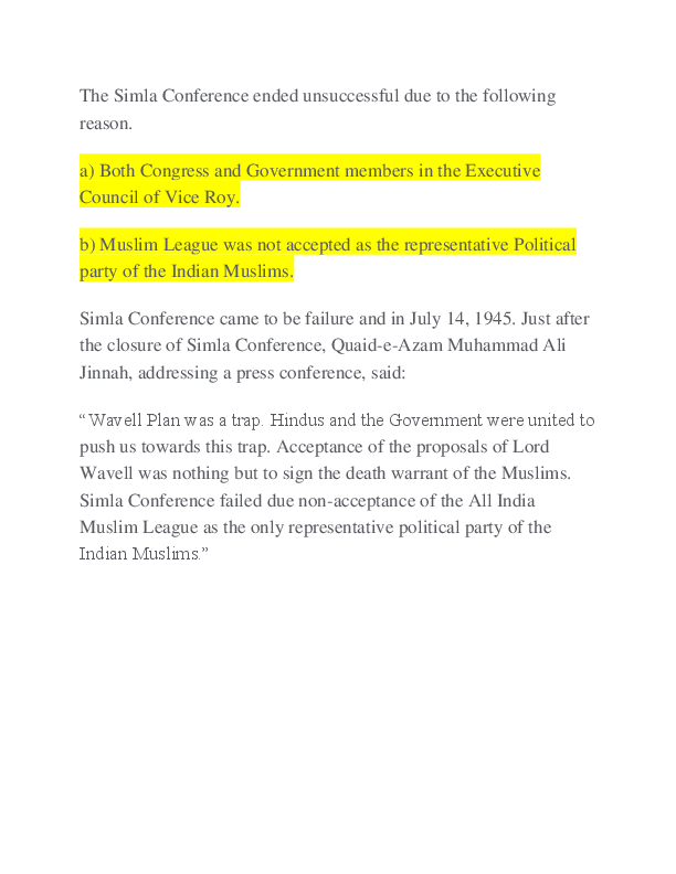 DOC) Failure of shimla conference