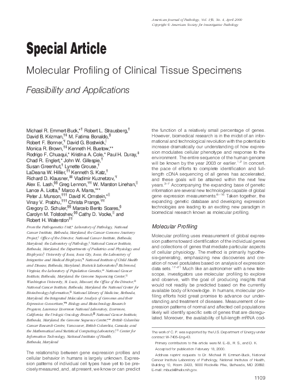 (PDF) Molecular Profiling of Clinical Tissue Specimens