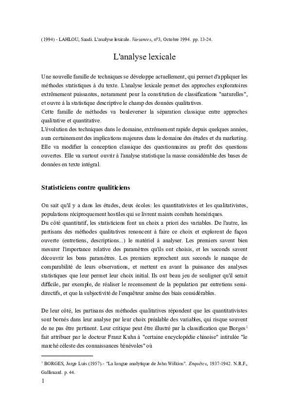 (DOC) 1994 Variances Analyse lexicale.DOC Saadi Lahlou Academia.edu
