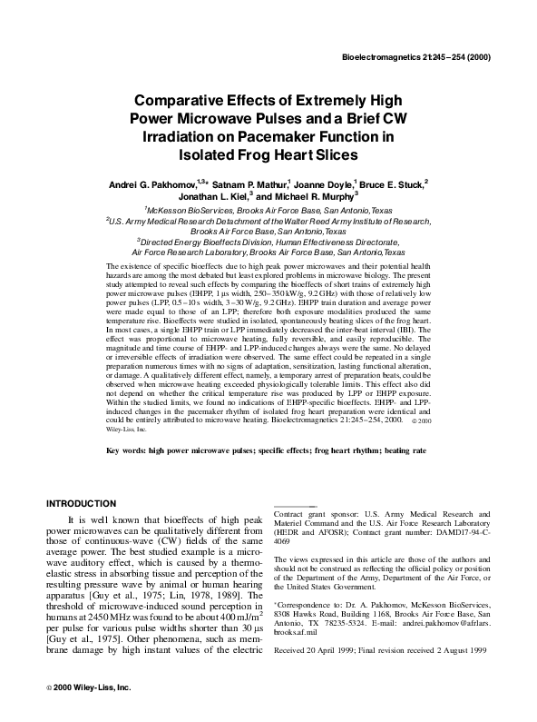 (PDF) Comparative effects of extremely high power microwave pulses and