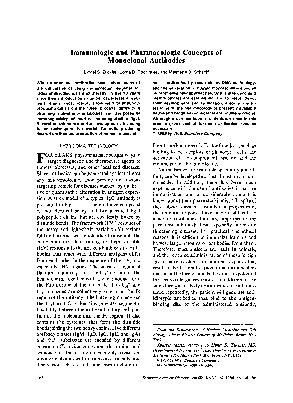 (PDF) Immunologic and pharmacologic concepts of monoclonal antibodies