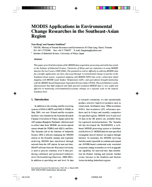 (PDF) MODIS Applications in Environmental Change Researches in the ...