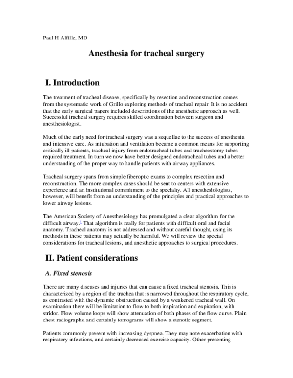 (PDF) Anesthesia for tracheal surgery khaled alattas Academia.edu