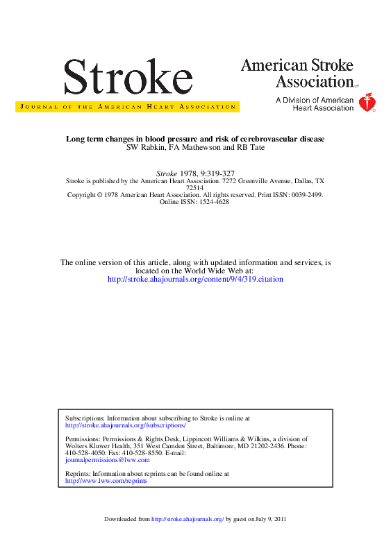 (PDF) Long term changes in blood pressure and risk of cerebrovascular ...