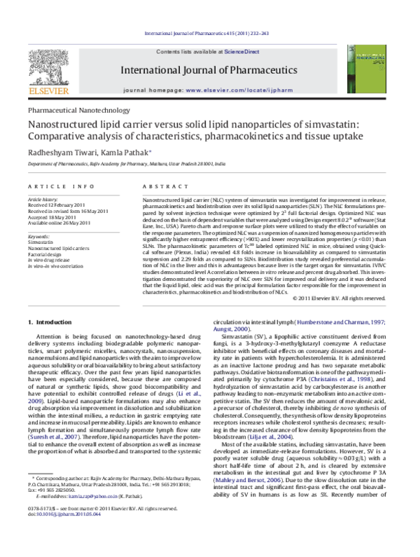(PDF) Nanostructured lipid carrier versus solid lipid nanoparticles of ...