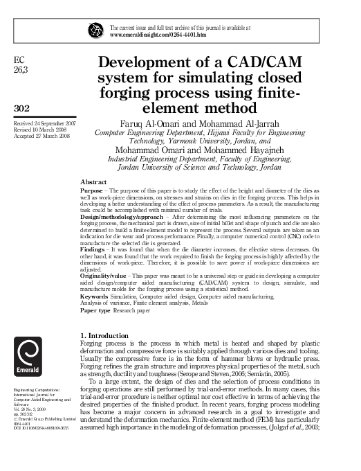 (PDF) Development of a CAD/CAM system for simulating closed forging ...