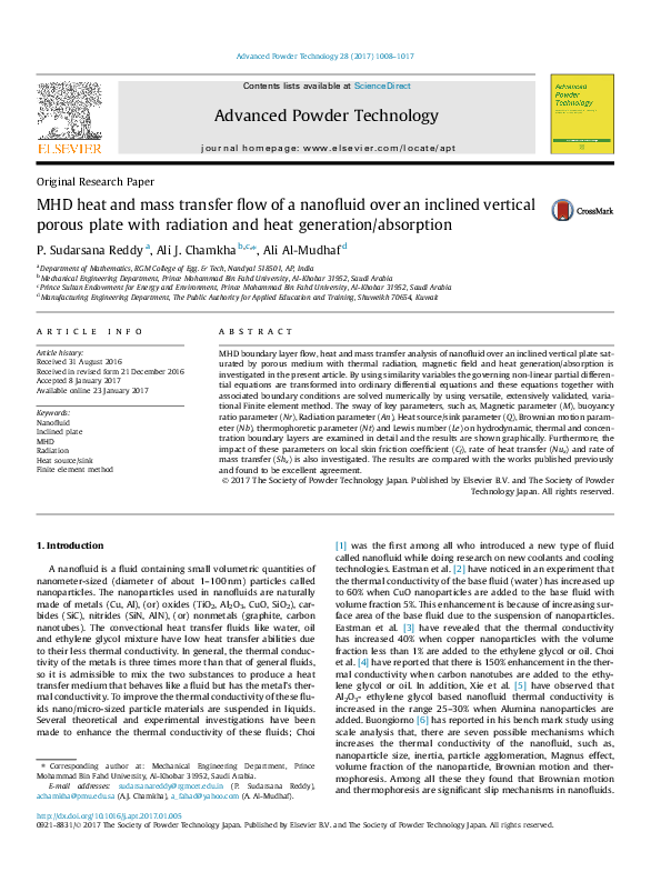 (PDF) MHD Heat and Mass Transfer Flow of a Nanofluid over an Inclined ...