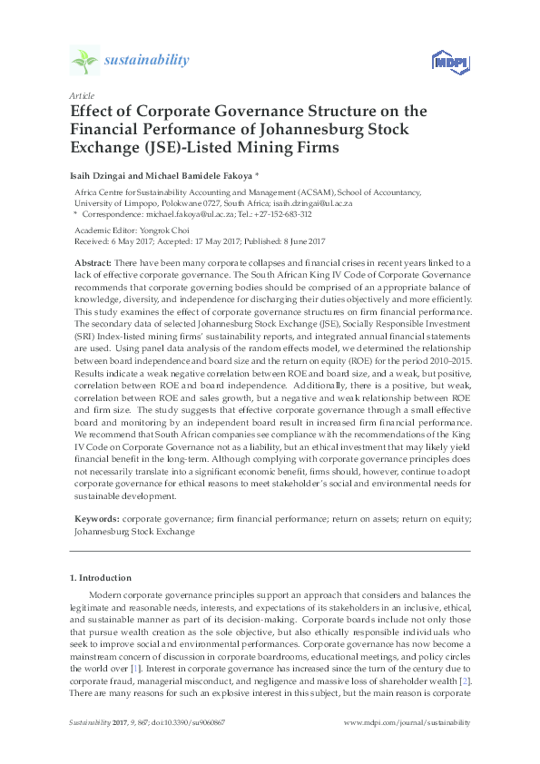 (PDF) Effect of Corporate Governance Structure on the Financial ...