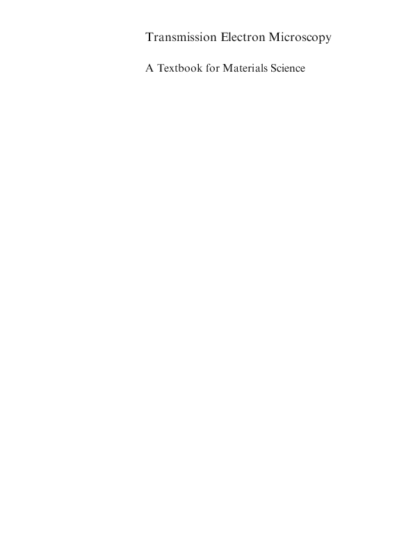 PDF) Transmission Electron Microscopy A Textbook for Materials Science