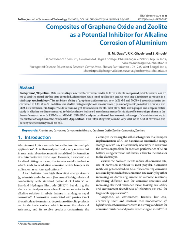 (PDF) Composites of Graphene Oxide and Zeolite as a Potential Inhibitor