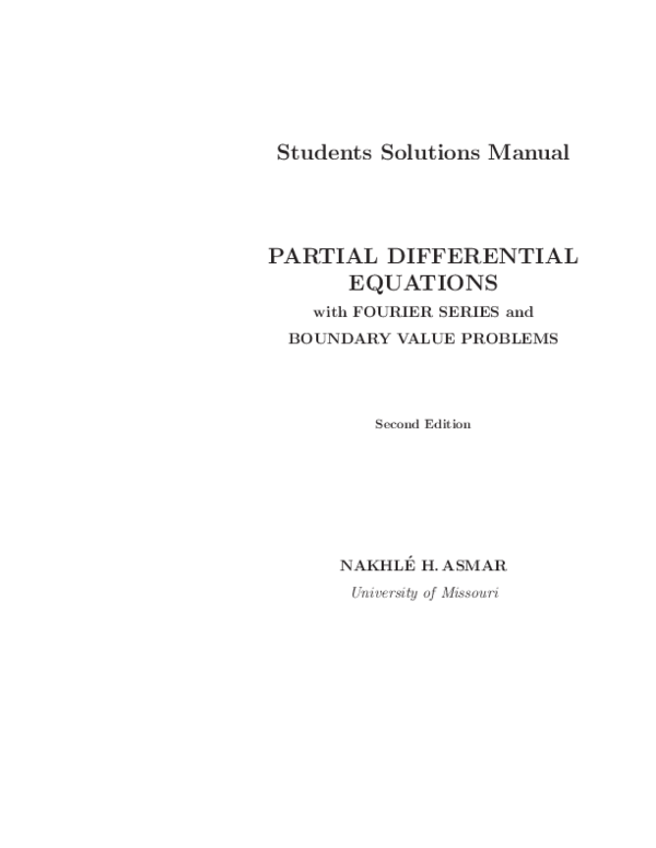 (PDF) Students Solutions Manual PARTIAL DIFFERENTIAL EQUATIONS with FOURIER SERIES and BOUNDARY