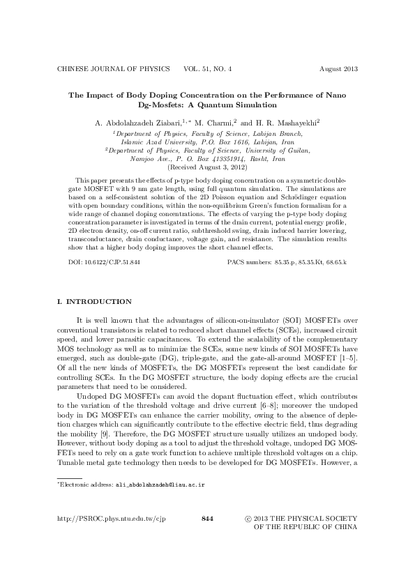 (PDF) The impact of body doping concentration on performance of nano DG ...
